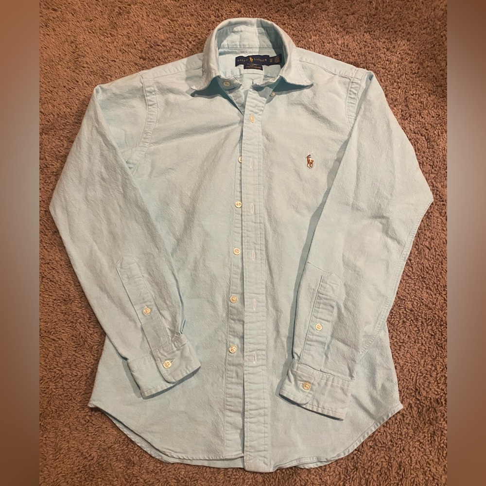 Polo Ralph Lauren Light Aqua Blue Long Sleeved Oxford Shirt
